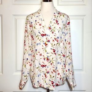 Equipment Femme Button Down Floral 100% Silk Blouse Spring